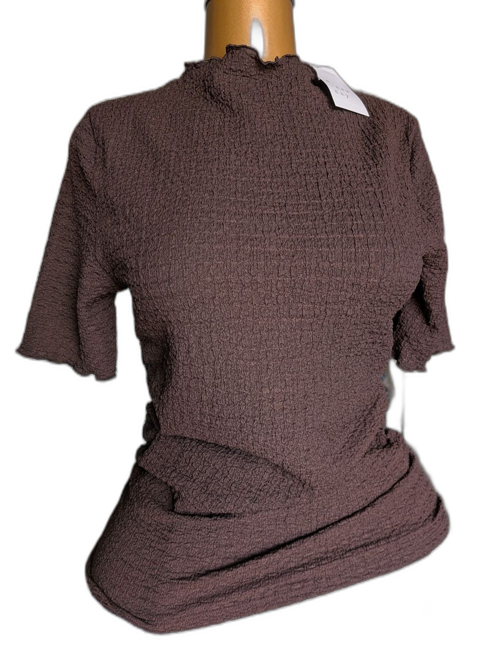 A New Day Textured Mock Neck Top in Chocolate Brown NWT